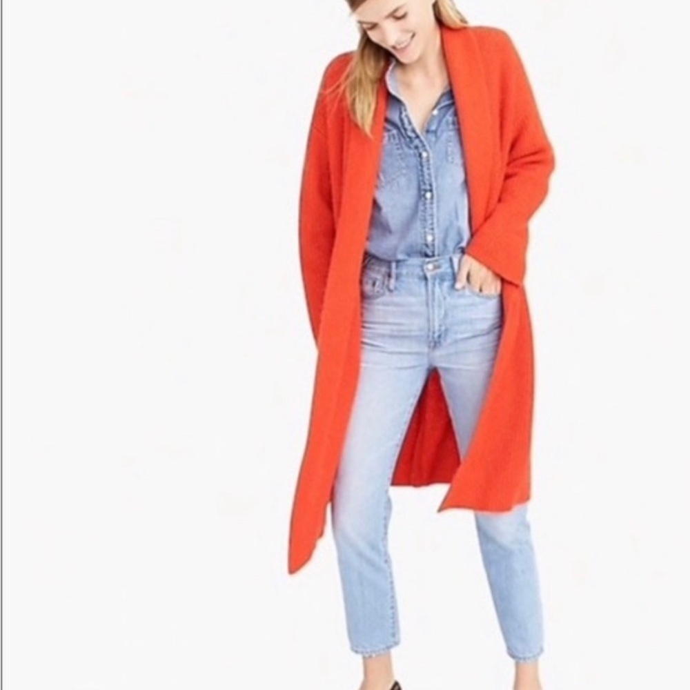 Demylee x J.Crew Red long cardigan sweater coat! Barely worn!!